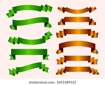 Ribbon elements. Modern simple ribbons collection. Flat banner ribbon for decorative design. Ribbons, Banners, badges, Labels Design Elements.