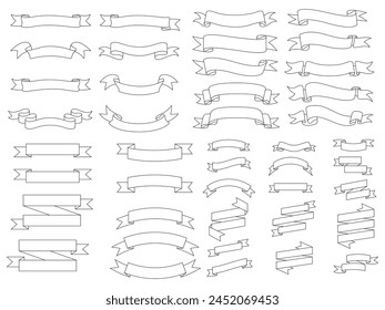 Ribbon elements. Modern simple ribbons collection. Flat banner ribbon for decorative design. Ribbons, Banners, badges, Labels Design Elements.