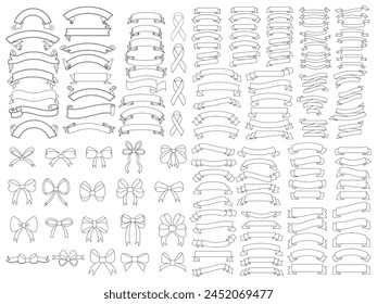 Ribbon elements. Modern simple ribbons collection. Flat banner ribbon for decorative design. Ribbons, Banners, badges, Labels Design Elements.