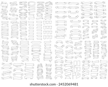 Ribbon elements. Modern simple ribbons collection. Flat banner ribbon for decorative design. Ribbons, Banners, badges, Labels Design Elements.