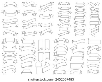 Ribbon elements. Modern simple ribbons collection. Flat banner ribbon for decorative design. Ribbons, Banners, badges, Labels Design Elements.