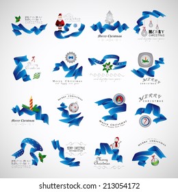 Ribbon And Elements Set - Isolated On Gray Background - Vector Illustration, Graphic Design Editable For Your Design     