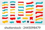 Ribbon elements set. Starburst label. Vintage. Modern simple flat ribbons collection. Colorful Vector Ribbon Banners. Vector illustration.