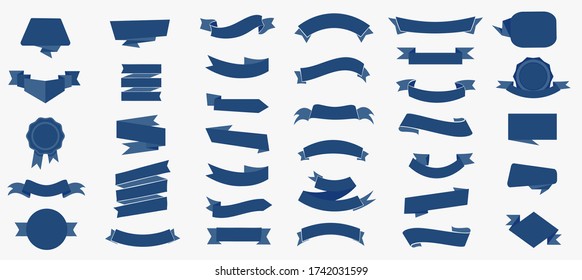 Ribbon elements set. Vintage. Modern black colored simple ribbons collection. Vector illustration.