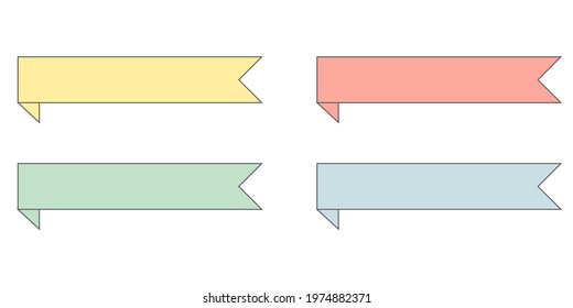  Ribbon elements. Starburst label. Vintage. Modern simple ribbons collection. Vector illustration.