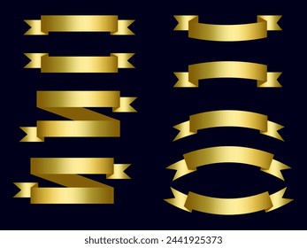 Ribbon elements. Starburst label. Vintage. Modern simple ribbons collection. Flat banner ribbon for decorative design. Ribbons, Banners, badges, Labels Design Elements.