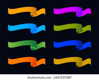 Ribbon elements. Starburst label. Vintage. Modern simple ribbons collection. Flat banner ribbon for decorative design. Ribbons, Banners, badges, Labels Design Elements.