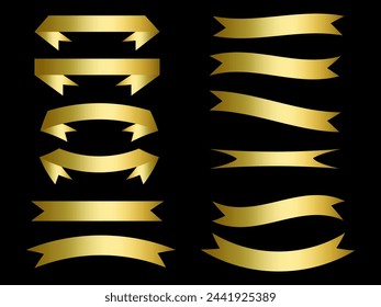 Ribbon elements. Starburst label. Vintage. Modern simple ribbons collection. Flat banner ribbon for decorative design. Ribbons, Banners, badges, Labels Design Elements.