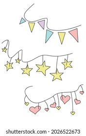 The ribbon is festive. Variants of ribbons made of stars, hearts and triangles. Making gift cards