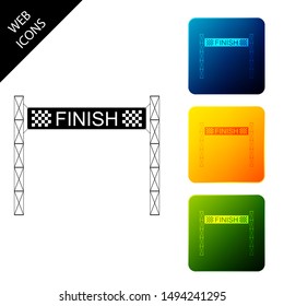 Ribbon in finishing line icon isolated. Symbol of finish line. Sport symbol or business concept. Set icons colorful square buttons. Vector Illustration