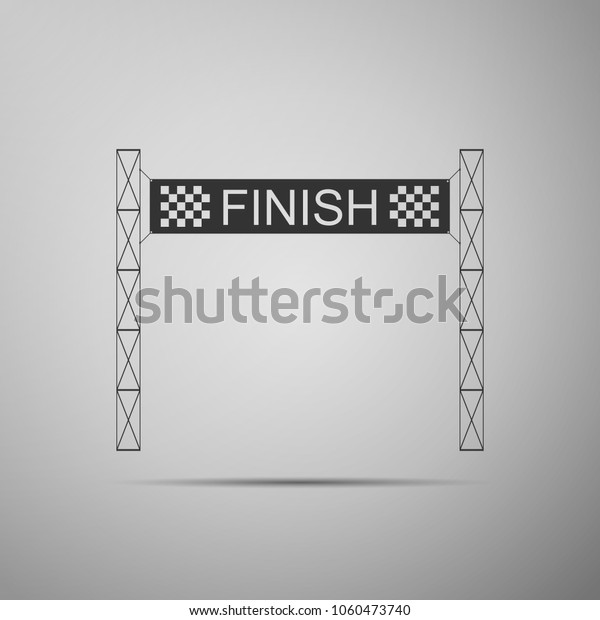 Ribbon in finishing line icon isolated on\
grey background. Symbol of finish line. Sport symbol or business\
concept. Flat design. Vector\
Illustration