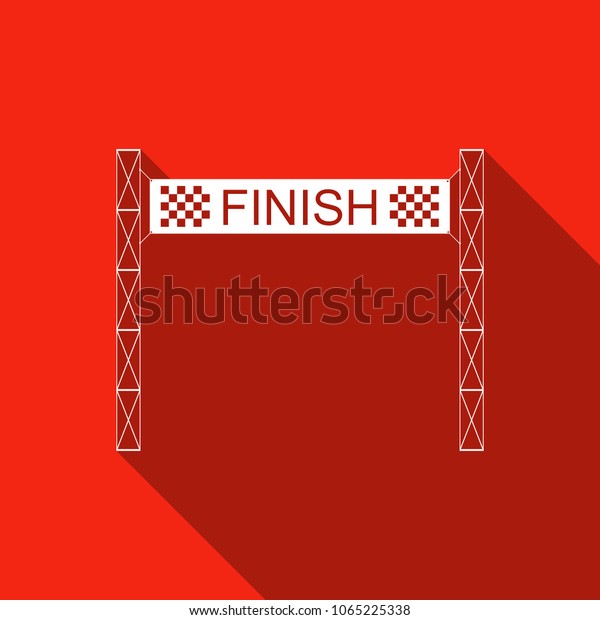 Ribbon in finishing line icon isolated with\
long shadow. Symbol of finish line. Sport symbol or business\
concept. Flat design. Vector\
Illustration