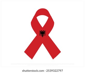 Ribbon flag of Albania on a white background, Independence Day of Albania, Albania, Editable Vector illustration of Albania ribbon flag, National Day design, Ribbon Flag vector design