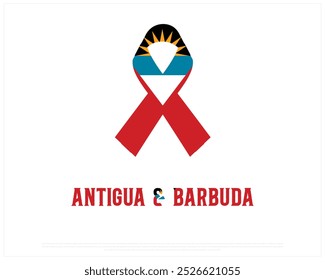 Ribbon flag of Antigua and Barbuda on a white background, National Day of Antigua and Barbuda, Antigua and Barbuda, Editable Vector illustration of Antigua and Barbuda flag, Independence Day