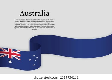 Ribbon flag of Australia. Celebration background template