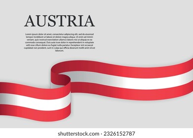 Ribbon flag of Austria . Abstract background