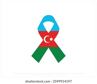 Ribbon flag of AZERBAIJAN on a white background, Editable Vector illustration of AZERBAIJAN flag, National Day design, Ribbon Flag of AZERBAIJAN flat design, National Day of AZERBAIJAN