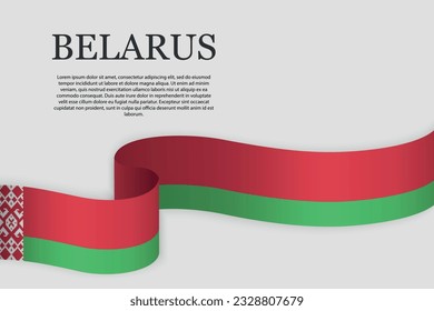 Ribbon flag of Belarus . Abstract background