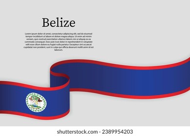 Ribbon flag of Belize. Celebration background template