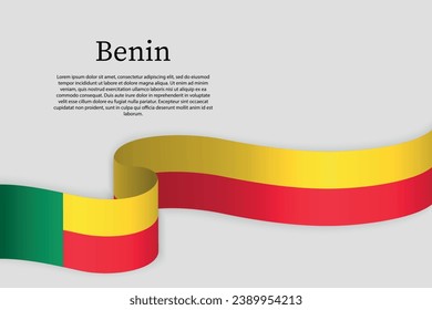 Ribbon flag of Benin. Celebration background template