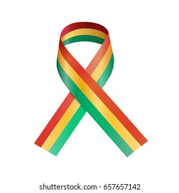 Ribbon flag of Bolivia. Vector illustration
