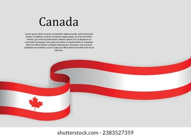 Ribbon flag of Canada. Celebration background template