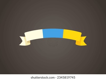 Ribbon with flag of Canary Islands in flat design style.