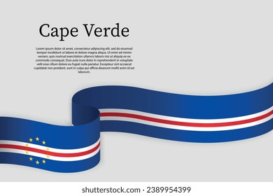 Ribbon flag of Cape Verde. Celebration background template