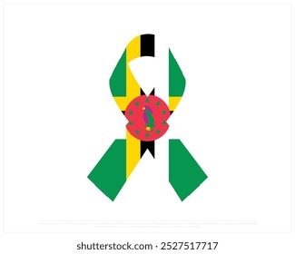 Ribbon flag of Dominica on a white background, National Day of Dominica, Dominica, Editable Vector illustration of Dominica flag, Independence Day design