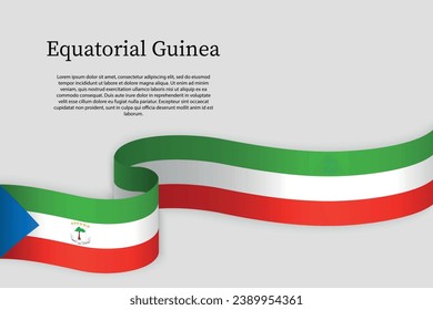 Ribbon flag of Equatorial Guinea. Celebration background template