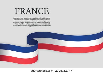 Ribbon flag of France . Abstract background