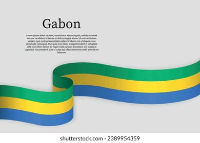 Ribbon flag of Gabon. Celebration background template