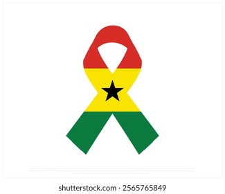 Ribbon flag of GHANA on a white background, Editable Vector illustration of GHANA flag, National Day design, Ribbon of Ghana flat design, National Day of Ghana