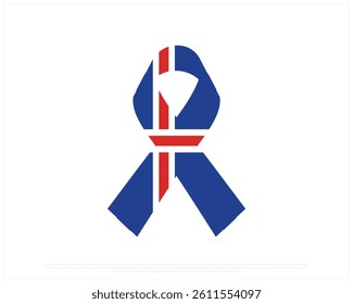 Ribbon flag of ICELAND on a white background, Editable Vector illustration of ICELAND flag, National Day design, Ribbon Flag of ICELAND flat design, National Day of ICELAND