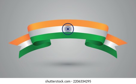 Ribbon with flag of India.Vector illustration.