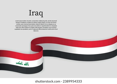 Ribbon flag of Iraq. Celebration background template