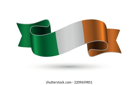 Ribbon with flag of Ireland.Vector illustration.