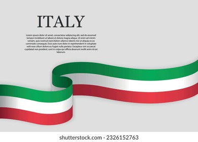 Ribbon flag of Italy . Abstract background