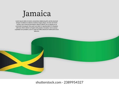 Bandera de la cinta de opciones de Jamaica. Plantilla de fondo de la celebración