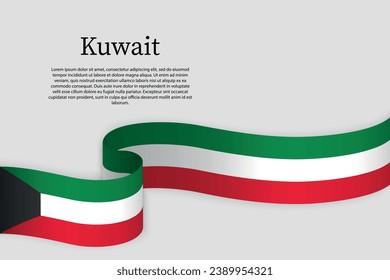 Ribbon flag of Kuwait. Celebration background template