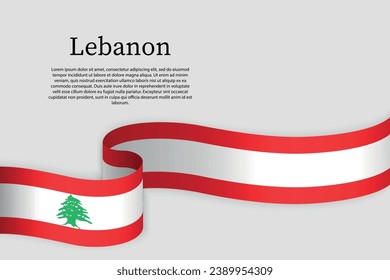 Ribbon flag of Lebanon. Celebration background template