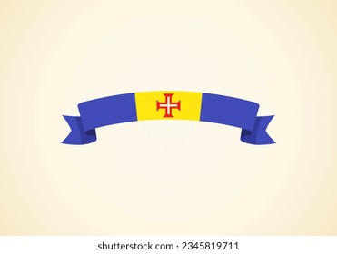 Ribbon with flag of Madeira in flat design style.