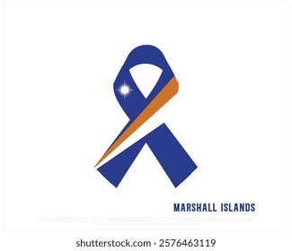 Ribbon flag of MARSHALL ISLANDS on a white background, Editable Vector illustration of MARSHALL ISLANDS flag, National Day design, Ribbon Flag of Marshall Islands flat design, National Day