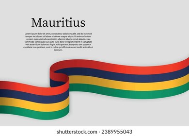 Bandera de cinta de Mauricio. Plantilla de fondo de la celebración