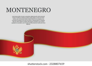 Ribbon flag of Montenegro . Abstract background