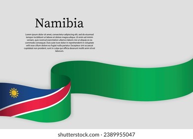 Ribbon flag of Namibia. Celebration background template