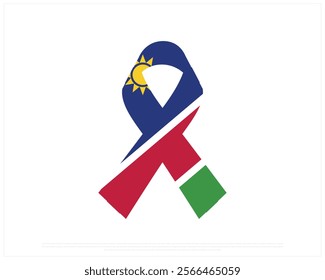 Ribbon flag of NAMIBIA on a white background, Editable Vector illustration of NAMIBIA flag, National Day design, Ribbon Flag of Namibia flat design, National Day of Namibia