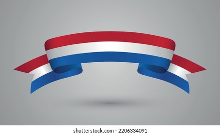 Ribbon with flag of Netherlands.Vector illustration.