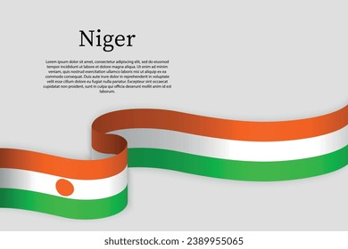 Ribbon flag of Niger. Celebration background template