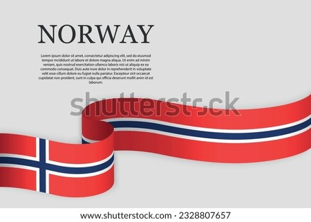 Ribbon flag of Norway . Abstract background